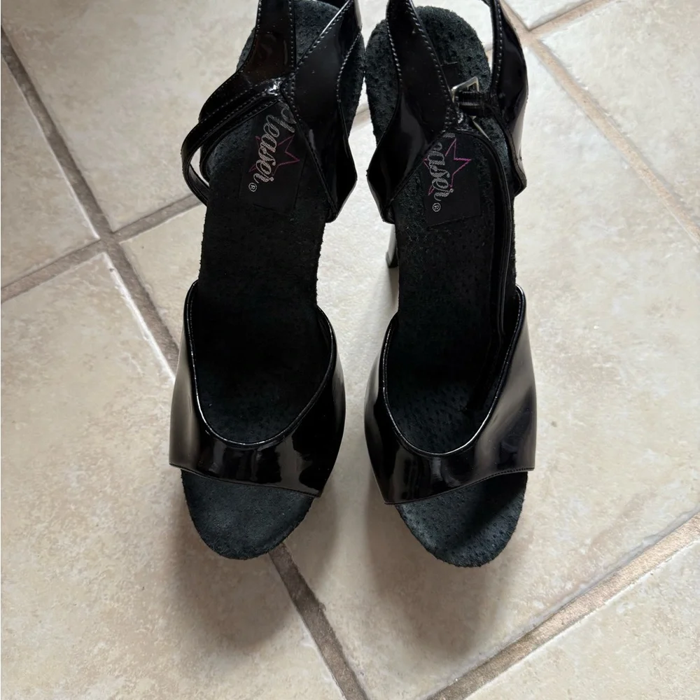 Pleaser Glossy Black Platform Heels - Picture 4 of 8